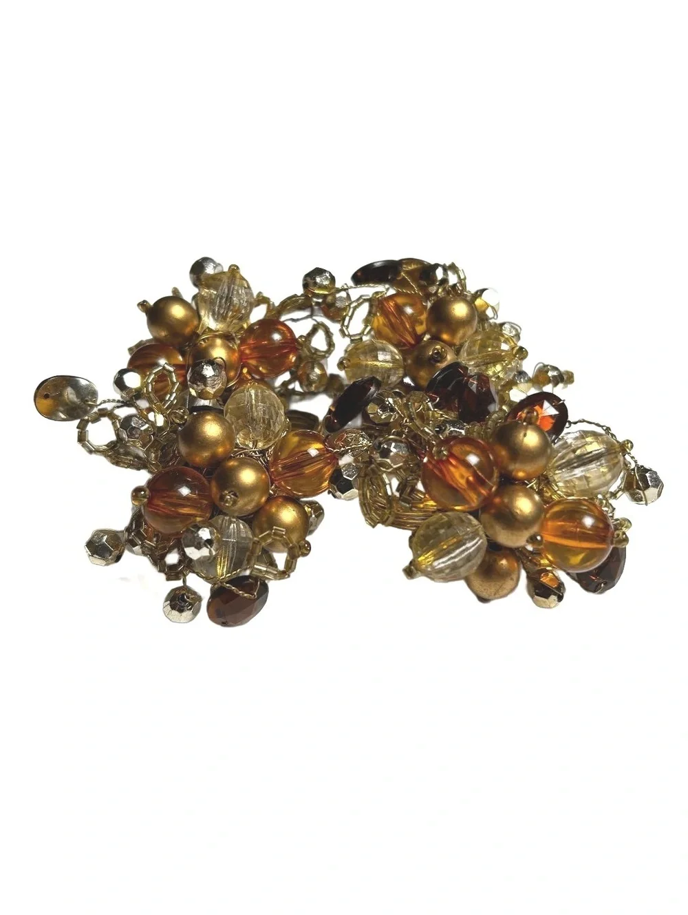 Vintage Cluster Bead Gold Tone Napkin Rings Set of Four